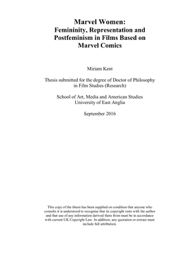 Marvel Women: Femininity, Representation and Postfeminism in Films Based on Marvel Comics