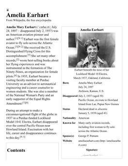 Amelia Earhart from Wikipedia, the Free Encyclopedia