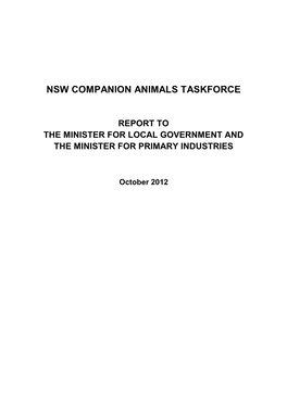 Nsw Companion Animals Taskforce