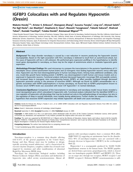 IGFBP3 Colocalizes with and Regulates Hypocretin (Orexin)