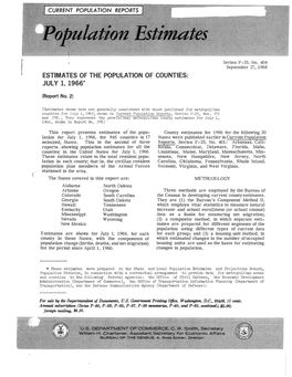 Estimates of the Population of Counties: July 1, 1966*