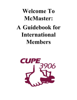 Mcmaster: a Guidebook for International Members