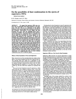 On the Possibility of Dust Condensation in the Ejecta of Supernova 1987A (Infrared/Novae/Pulsars) R