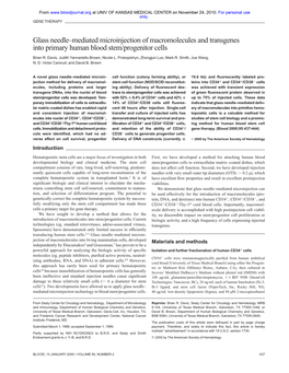 Glass Needle–Mediated Microinjection of Macromolecules and Transgenes Into Primary Human Blood Stem/Progenitor Cells