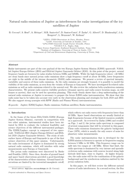 Natural Radio Emission of Jupiter As Interferences for Radar Investigations of the Icy Satellites of Jupiter