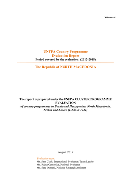 UNFPA Country Programme Evaluation Report Period Covered by the Evaluation: (2012-2018)