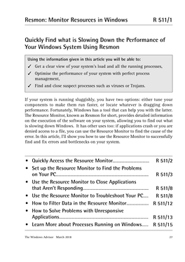 Monitor Resources in Windows R 511/1