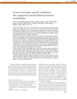 Lower Extremity Arterial Evaluation: Are Segmental Arterial Blood Pressures Worthwhile?