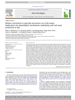 Relative Investment in Egg Load and Poison Sac in Fig Wasps