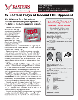 7 Eastern Plays at Second FBS Opponent