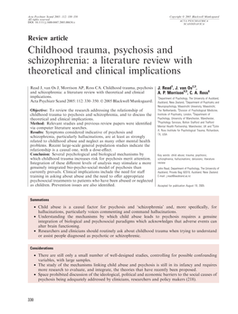 Childhood Trauma, Psychosis and Schizophrenia: a Literature Review with Theoretical and Clinical Implications