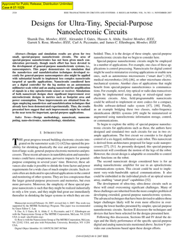 Designs for Ultra-Tiny, Special-Purpose Nanoelectronic Circuits Shamik Das, Member, IEEE, Alexander J