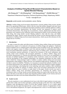 Analysis of Artillery Firing Recoil Movement Characteristics Based