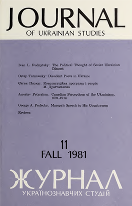 Journal of Ukrainian Studies 11