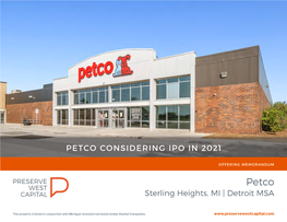 Sterling Heights, MI | Detroit MSA PETCO CONSIDERING IPO in 2021
