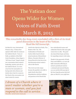 The Vatican Door Opens Wider for Women Voices of Faith Event