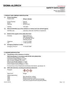 SIGMA-ALDRICH Sigma-Aldrich.Com SAFETY DATA SHEET Version 6.1 Revision Date 05/28/2017 Print Date 08/08/2019