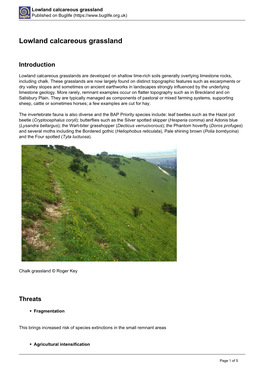 Lowland Calcareous Grassland Published on Buglife (