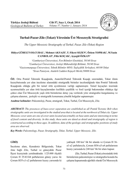 Turhal-Pazar-Zile (Tokat) Yöresinin Üst Mesozoyik Stratigrafisi