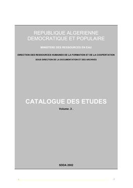 Catalogue Des Etudes