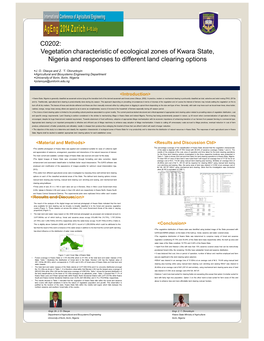 C0202: Vegetation Characteristic of Ecological Zones of Kwara State, Nigeria and Responses to Different Land Clearing Options