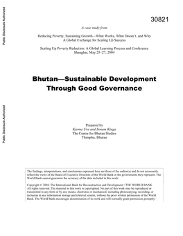 Bhutan – Sustainable Development Through Good Governance