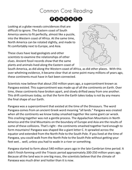 Common Core Reading Pangaea