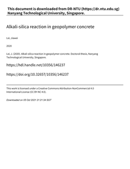 Alkali‑Silica Reaction in Geopolymer Concrete