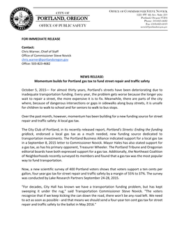 PORTLAND, OREGON Portland, Oregon 97204 Phone: 503-823-4682 Fax: (503)-823-4019 OFFICE of PUBLIC SAFETY Novick@Portlandoregon.Gov