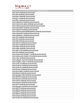 Boster Antibodies) Anti-Actin Antibody (Monoclonal) Anti-AFP Antibody (Monoclonal) Anti-BAP1 Antibody (Monoclonal) Anti-Bcl-2 An
