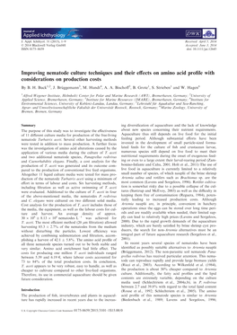 Improving Nematode Culture Techniques and Their Effects On