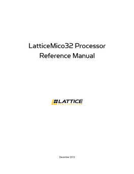 Latticemico32 Processor Reference Manual