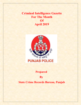 Criminal Intelligence Gazette for the Month of April 2019