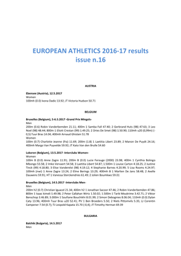 EUROPEAN ATHLETICS 2016-17 Results Issue N.16