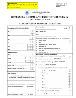 2009 Family Income and Expenditure Survey