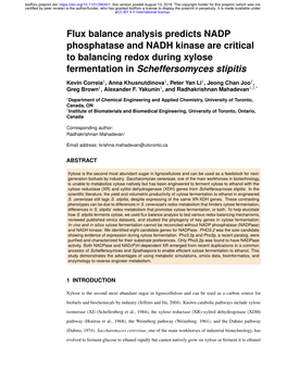 Flux Balance Analysis Predicts NADP Phosphatase and NADH Kinase Are Critical to Balancing Redox During Xylose Fermentation in Scheffersomyces Stipitis