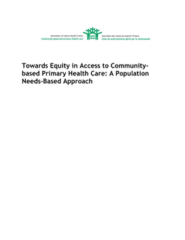 Towards Equity in Access to Community-Based Primary Health Care 2 Table of Contents 1