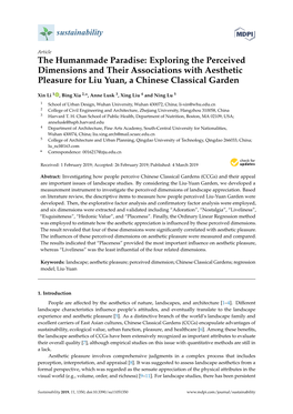 Exploring the Perceived Dimensions and Their Associations with Aesthetic Pleasure for Liu Yuan, a Chinese Classical Garden