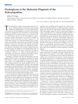 Dystroglycan in the Molecular Diagnosis of the Podocytopathies