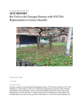 Re-Visit to the Farragut Houses with NYCHA Representative Cyriaca Decaille