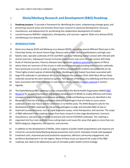 Ebola/Marburg Research and Development (R&D) Roadmap