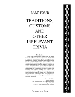 Traditions, Customs and Other Irrelevant Trivia Babababababababababababababab