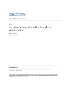 Aquarius and Beyond: Thinking Through the Counterculture Robert Garbutt Southern Cross University