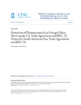 The Canada-US Trade Agreement and Bill C-22 Versus The