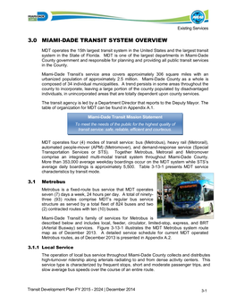 3.0 Miami-Dade Transit System Overview