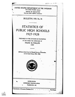 Statistics of Public High Schools 1927-1928