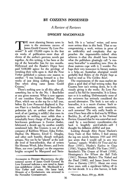 BY COZZENS POSSESSED a Review of Reviews DWIGHT MACDONALD