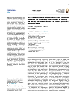 An Extension of the Stepwise Stochastic Simulation Approach for Estimating Distributions of Missing Life History Parameter Value