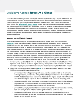 Legislative Agenda: Issues at a Glance