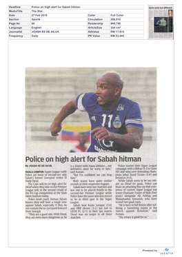 Police on High Alert for Sabah Hitman